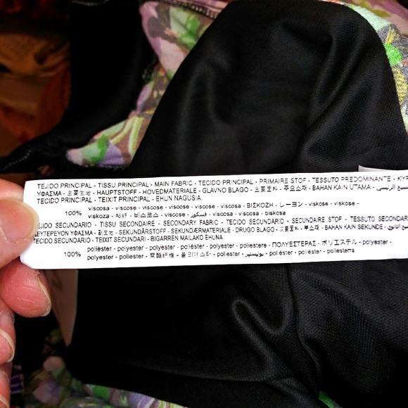 Zara Purple Black Green Floral, Padded Shoulder Deep Neckline Faux Wrap Bodysuit - Picture 10 of 12